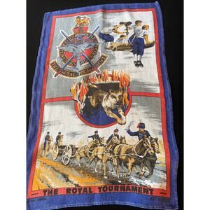 Vintage The Royal Tournament Irish Linen Tea Towel 18” x 27”  England